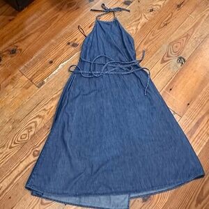 Gap 1969 Denim Wrap Dress Dark Color Size XS